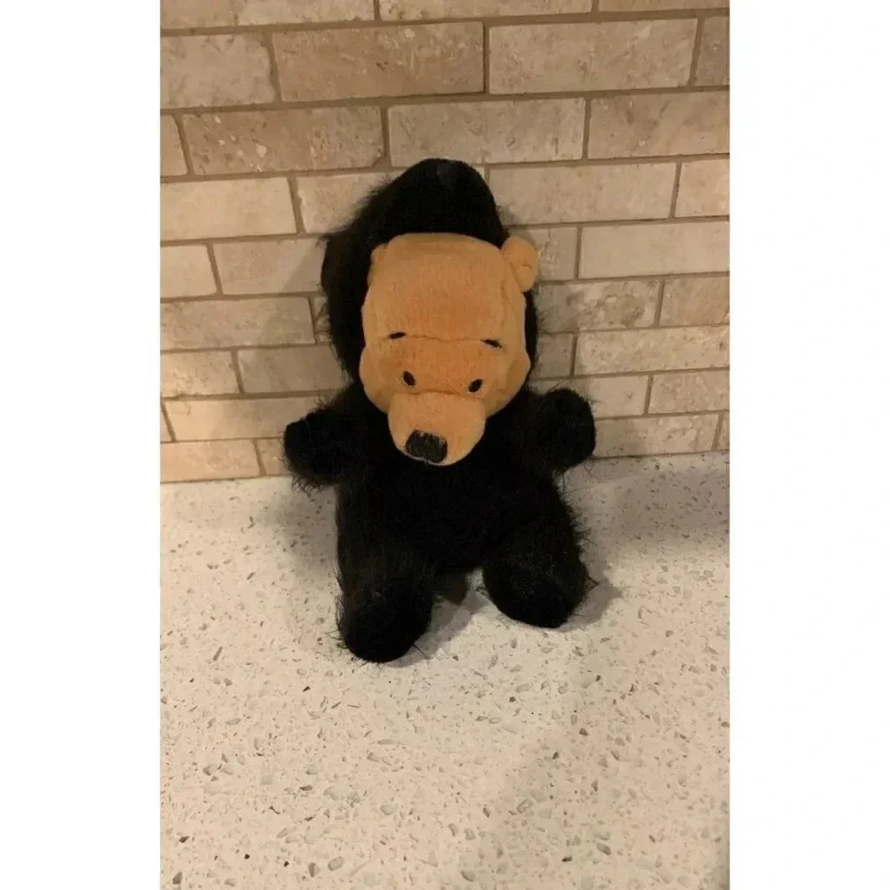 Disney Fuzzy Black bear winnie the pooh beanie plush b21‎
